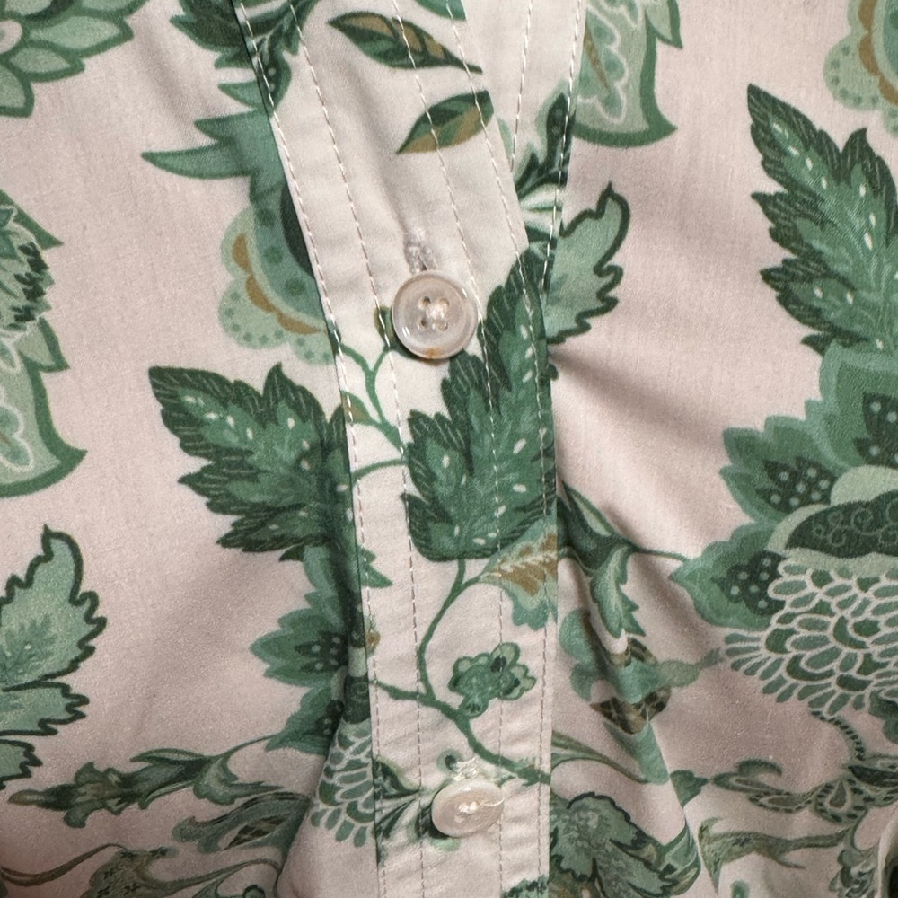 Anthropologie Current Air Green Floral Micro Ruffle Dress M - Picture 5 of 10